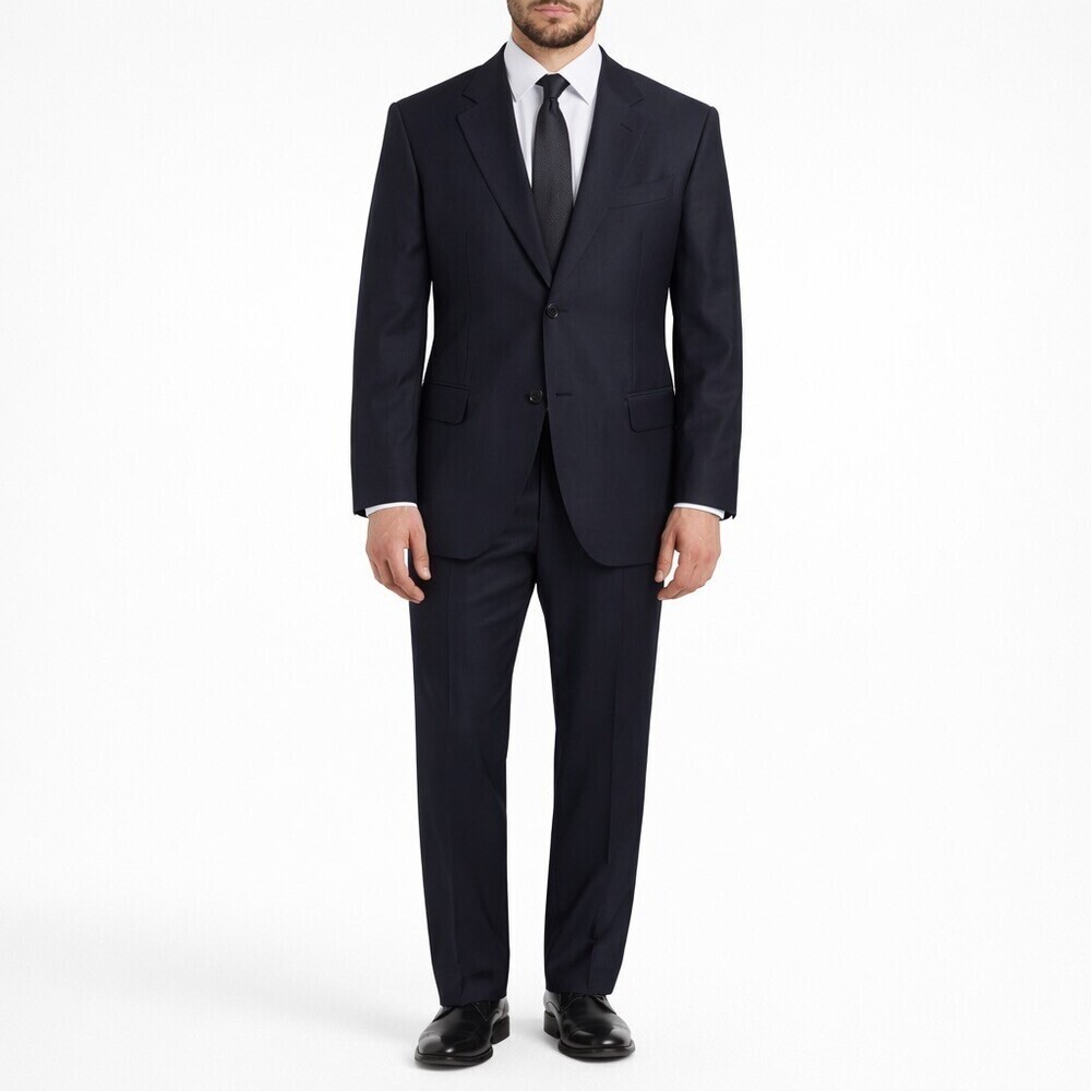 Gucci Mens Black Wool Suit Tom Ford Era Italy Tailored Jacket Pants Size 44R